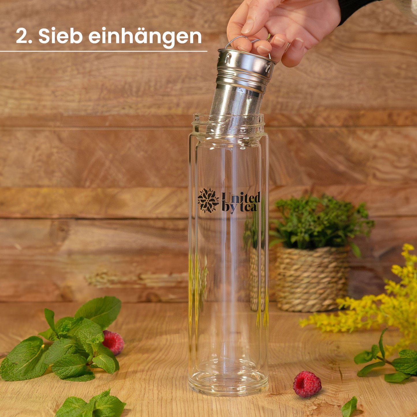 Glasflasche mit Sieb (450ml) - Soul Mate (Gastro)