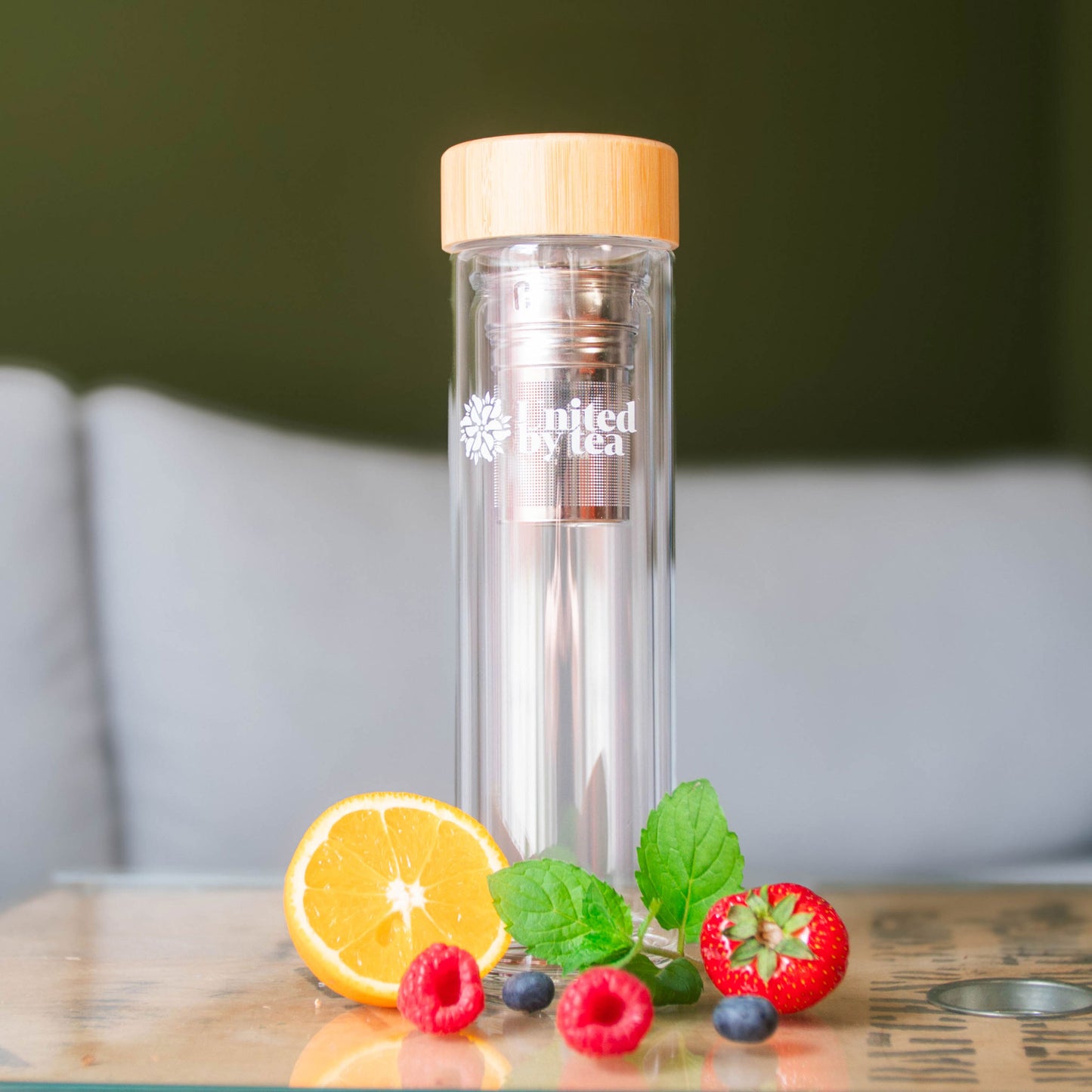 Glasflasche mit Sieb (450ml) - Soul Mate (Gastro)