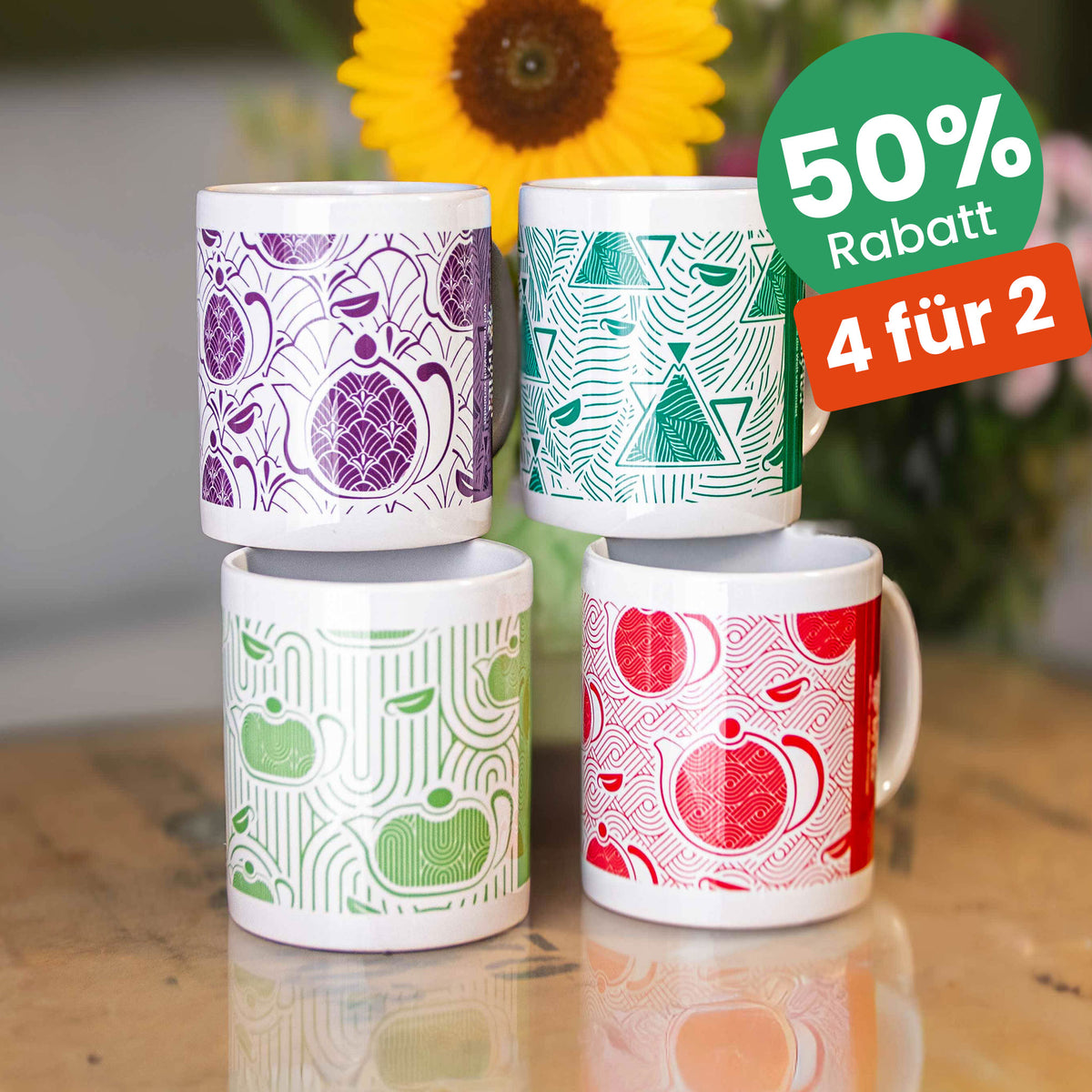 Designer-Tasse: 4 für 2