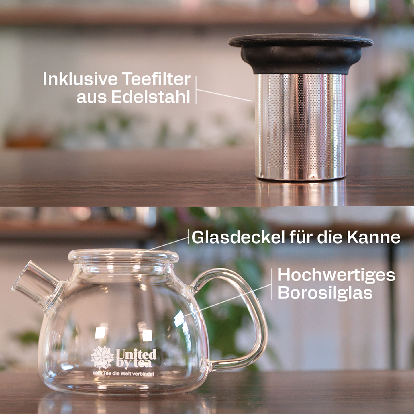 Teekanne aus Borosil-Glas